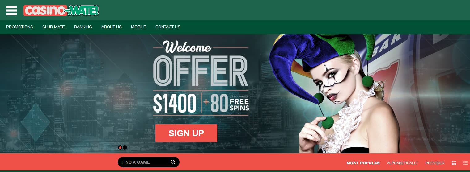 Casino Mate
                                  Welcome Offer $1400+80 FREE SPINS