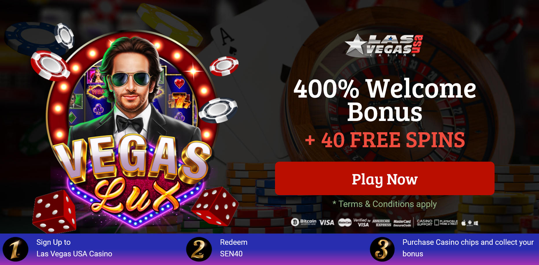 400% WELCOME BONUS + 40 FREE
SPINS 400% WELCOME BONUS + 40 FREE SPINS